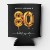 金ゴールドバルーンブラック80thバースデーパーティー 缶クーラー (正面)