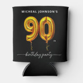 金ゴールドバルーンブラック90thバースデーパーティー 缶クーラー (正面)