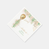 金ゴールドバルーンユーカリグリッターベビーシャワー スタンダードカクテルナプキン (角)