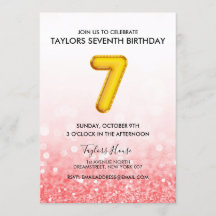 金ゴールドバルーンレッドピンクグリッター7thバースデーパーティー