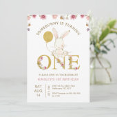 金ゴールドバルーンワイルドフラワーズバイナリーの誕生日 招待状 (スタンド正面)