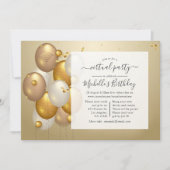 金ゴールドバルーン仮想誕生日パーティー 招待状 (正面)