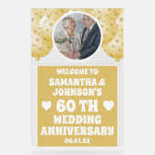 金ゴールドバルーン写真結婚60周年 アクリルサイン (正面)