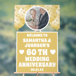 金ゴールドバルーン写真結婚60周年 アクリルサイン