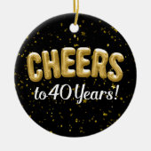 金ゴールドバルーン応援から40歳40歳の誕生日 セラミックオーナメント (正面)