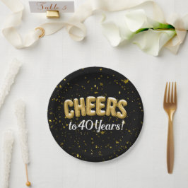 金ゴールドバルーン応援を40歳40歳の誕生日に ペーパープレート