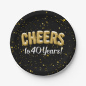 金ゴールドバルーン応援を40歳40歳の誕生日に ペーパープレート (正面)