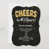 金ゴールドバルーン応援40歳40歳の誕生日 招待状 (正面)