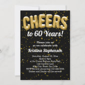 金ゴールドバルーン応援60年60誕生日 招待状 (正面)