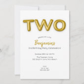 金ゴールドバルーン第2誕生日フォト招待状 招待状 (正面)