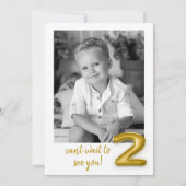 金ゴールドバルーン第2誕生日フォト招待状 招待状 (裏面)