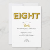 金ゴールドバルーン第8誕生日フォト招待状 招待状 (正面)