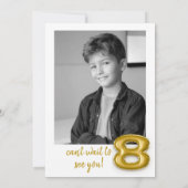 金ゴールドバルーン第8誕生日フォト招待状 招待状 (裏面)