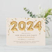 金ゴールドバルーン紙吹雪2024年大晦日パーティー 招待状 (スタンド正面)