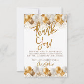 金ゴールドバルーン誕生日 サンキューカード (正面)