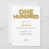 金ゴールドバルーン100誕生日フォト招待状 招待状 (正面)