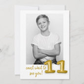 金ゴールドバルーン11番目の誕生日フォト招待状 招待状 (裏面)