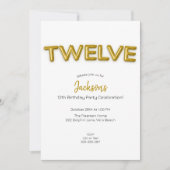 金ゴールドバルーン12番目の誕生日フォト招待状 招待状 (正面)