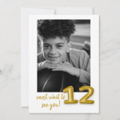 金ゴールドバルーン12番目の誕生日フォト招待状 招待状 (裏面)