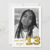 金ゴールドバルーン13番目の誕生日写真招待状 招待状 (裏面)