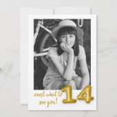 金ゴールドバルーン14番目の誕生日フォト招待状 招待状 (裏面)