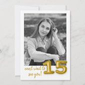 金ゴールドバルーン15番目の誕生日フォト招待状 招待状 (裏面)