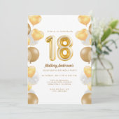 金ゴールドバルーン18th誕生日パーティー 招待状 (スタンド正面)