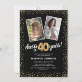 金ゴールドバルーン2写真40歳の誕生日 招待状 (正面)