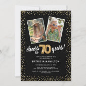 金ゴールドバルーン2写真70誕生日 招待状 (正面)