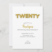 金ゴールドバルーン20番目の誕生日写真招待状 招待状 (正面)