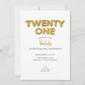 金ゴールドバルーン21歳の誕生日フォト招待状 招待状 (正面)
