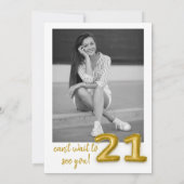 金ゴールドバルーン21歳の誕生日フォト招待状 招待状 (裏面)