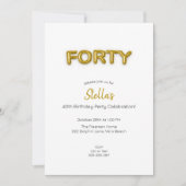 金ゴールドバルーン40thバースデーフォト招待状 招待状 (正面)