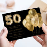 金ゴールドバルーン50th誕生日パーティブラック 招待状<br><div class="desc">金ゴールドバルーン50thバースデーパーティーブラック招待状ニッチ&ネストストアのマッチングコレクションを参照</div>