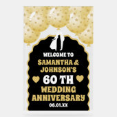 金ゴールドバルーン60周年結婚歓迎 アクリルサイン (正面)