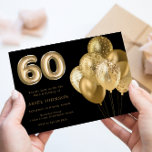 金ゴールドバルーン60th誕生日パーティブラック 招待状<br><div class="desc">金ゴールドバルーン60thバースデーパーティーブラック招待状ニッチ&ネストストアのマッチングコレクションを参照</div>