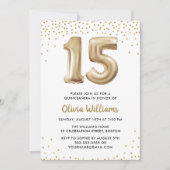 金ゴールドバルーン |キンセアニェラ15th誕生日パーティー 招待状 (正面)