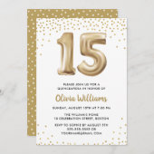 金ゴールドバルーン |キンセアニェラ15th誕生日パーティー 招待状 (正面/裏面)
