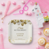 金ゴールドバルーンhappy retiation ペーパープレート (パーティー)