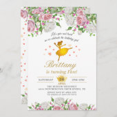 金ゴールドバレリエレガントナフローラガールバースデーパーティー 招待状 (正面/裏面)