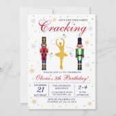 金ゴールドバレリナくるみ割りクリスマスクリスマス誕生日 招待状 (正面)