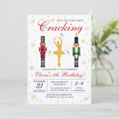 金ゴールドバレリナくるみ割りクリスマスクリスマス誕生日 招待状 (スタンド正面)