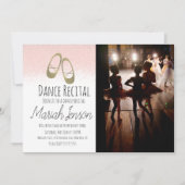 金ゴールドバレリナシューズグリッターストライプダンスリサイタル 招待状 (正面)