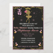 金ゴールドバレリーナ彼女の方法ベビーシャワー招待状 招待状 (正面/裏面)