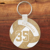 金ゴールドバレーボールバッグラベルwプレーヤージャージー番号 キーホルダー (裏面)