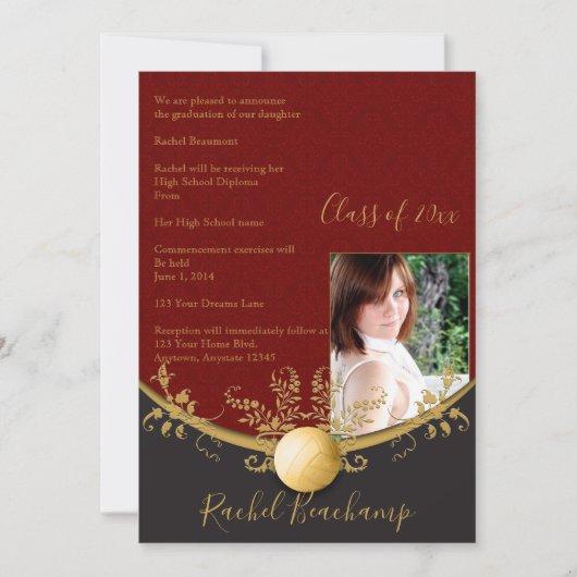 金ゴールドバレーボール卒業発表 招待状 (正面)