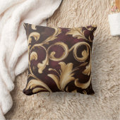 金ゴールドバロックのバーガンディの巻物 クッション (ブランケット)