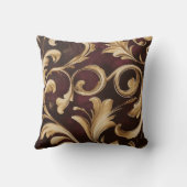 金ゴールドバロックのバーガンディの巻物 クッション (裏面)