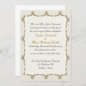 金ゴールドバロックエレガント結婚式招待状 招待状 (正面/裏面)