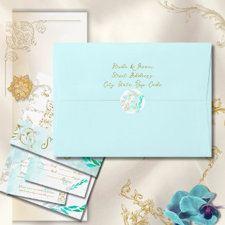 金ゴールドバロックティール（緑がかった色）エレガントヴィンテージウェディング ラウンドシール